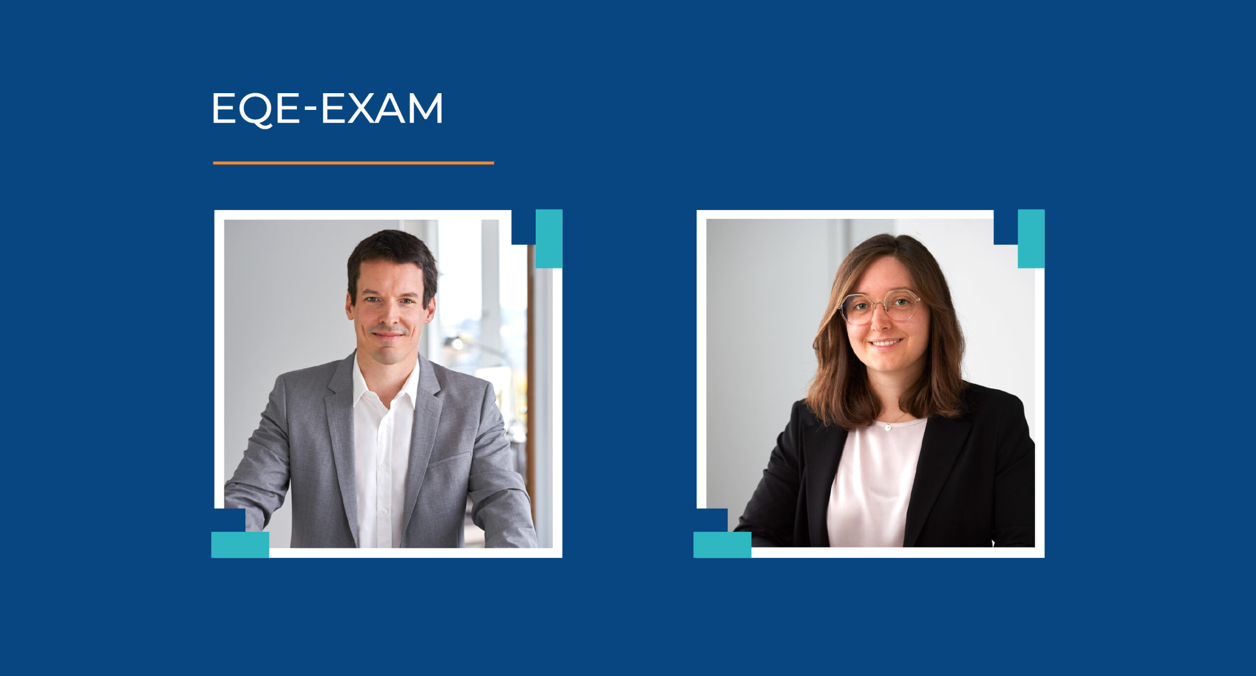 Portrait photo from Prof. Dr. Matthias Punk and Nathalie Schmid on blue background